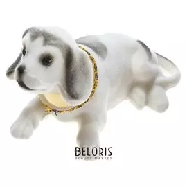 Собака на панель авто, качающая головой, большая, белый окрас