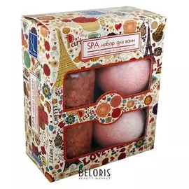 Соль морская Spa By Lara для ванн ароматизированная (Роза) 300 г + соль шипучая для ванн S