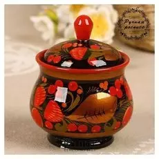 Солонка «Ягодка», с крышкой, 7×9 см, хохлома