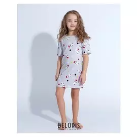 Сорочка для девочки Minaku "Дед мороз", рост 104, цвет серый