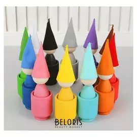 Сортер «Гномики большие в колпачках в стаканчиках», 12 шт.