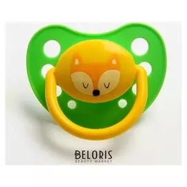 Соска-пустышка латексная анатомическая Милые зверята с колпачком, от 0 мес.