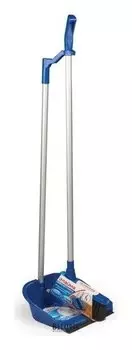 Совок для мусора ЛАЙМА со щеткой-сметкой, алюминиевая ручка 70 см, пластик, резиновая кромка, для дома и офиса