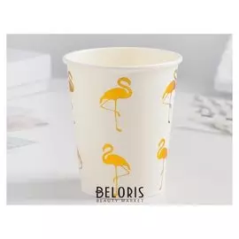 Стакан бумажный «Фламинго», набор 6 шт., цвет золотой