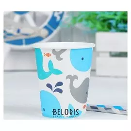 Стакан бумажный «Киты», 250 мл, набор 6 шт.