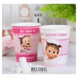 Стакан бумажный «Маша», сердца, набор 6 шт., 250 мл