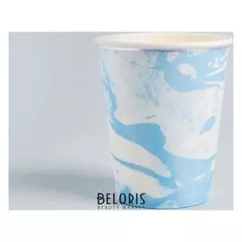 Стакан бумажный «Мрамор», набор 6 шт., цвет голубой