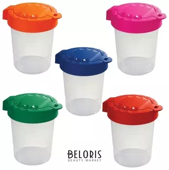 Стакан-непроливайка Премиум с крышкой, ассорти, прозрачный