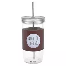 Стакан с крышкой и трубочкой