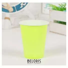 Стаканы пластиковые, 300 мл, набор 6 шт., цвет зелёный