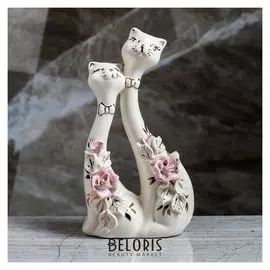 Статуэта "Свадебные коты", цветная лепка, 18 см