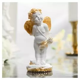 Статуэтка "Амур" цвет белый, с золотистым декором, 17 см