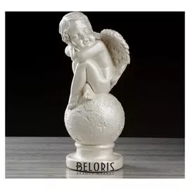 Статуэтка "Ангел на шаре со звёздами" перламутровый, 40 см