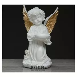 Статуэтка "Ангел с чашей", бело-золотой, 32,5 см