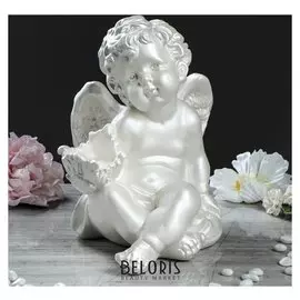 Статуэтка "Ангел с чашей" перламутр, 29 см