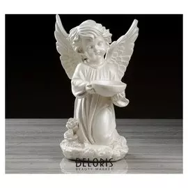 Статуэтка "Ангел с чашей", перламутровый, 33 см