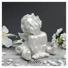 Статуэтка "Ангел сидит малый №2" перламутр, 18 см