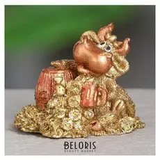 Статуэтка "Бычок с бочкой", золотистый, 4 см