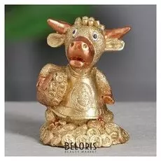 Статуэтка "Бык в майке", золотистый, 9 см