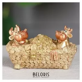 Статуэтка "Двое в ванной", золотистый, 12 см