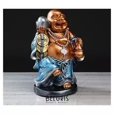 Статуэтка "Хотэй с монетами" бронза, цветной, 31см