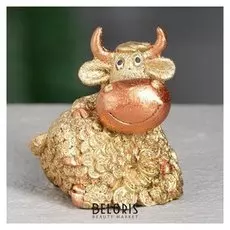 Статуэтка "Корова монетная лежит", золотистый, 7 см