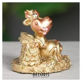 Статуэтка "Корова с кошельком", золотистый, 6 см
