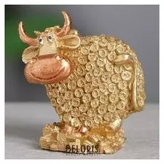 Статуэтка "Корова", золотистый, 8 см