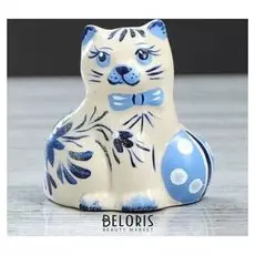 Статуэтка "Кот с мячом", роспись, 10 см