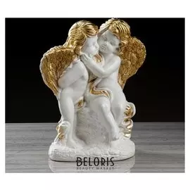 Статуэтка "Пара ангелов на камнях" бело-золотой, 37 см