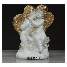 Статуэтка "Пара ангелов нам камнях" белый, 36 см