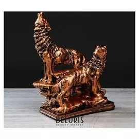 Статуэтка "Пара волков", бронзовый цвет, 30 см