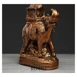 Статуэтка "Слон с седлом", бронзовый цвет, 28 см