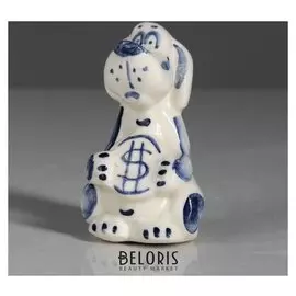 Статуэтка "Собачка с монетой", белый цвет, 7 см