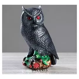 Статуэтка "Сова на бревне" графит, цветная, 30 см