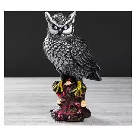 Статуэтка "Сова на пне с грибами" цвет бронзовый, 30 см