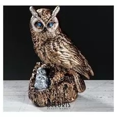 Статуэтка "Сова с совятами в гнезде" цвет бронзовый, 25 см