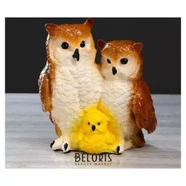 Статуэтка "Совы семья" разноцветная, 22 см