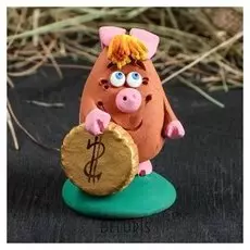 Статуэтка -сувенир "Свинка с купюрой" 8 см