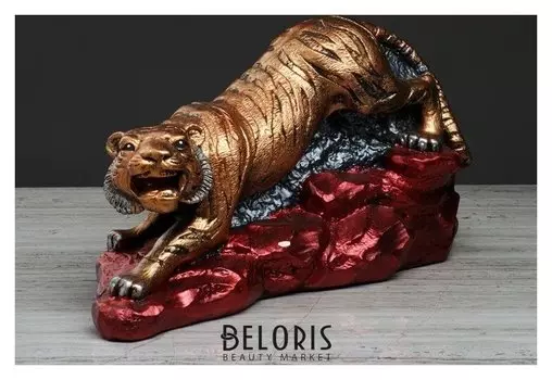 Статуэтка "Тигр на камнях" бронзовый цвет