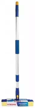 Стекломойка ЛАЙМА вращающаяся, телескопическая ручка, рабочая часть 25 см (стяжка, губка, ручка), для дома и офиса
