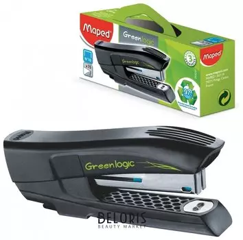 Степлер №10 "Greenlogic", до 15 листов, с антистеплером, черный