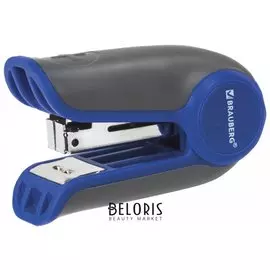 Степлер №10 мини Brauberg "VS-50", до 12 листов, с резиновой накладкой, сине-серый