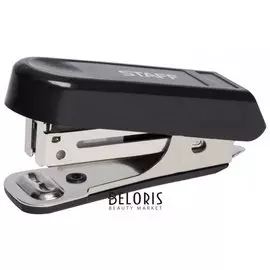 Степлер №10 мини Staff, до 10 листов, с антистеплером, черный