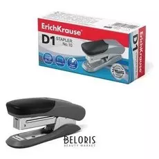 Степлер Erich Krause D1, № 10, до 20 листов, встроенный антистеплер, серый