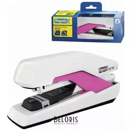 Степлер Rapid "Supreme Omnipress Fullstrip So30", № 24/6-26/6, до 30 листов, белый/розовый