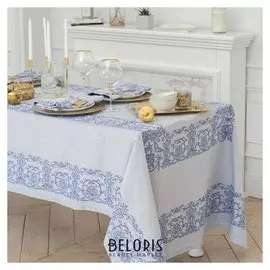 Столовый набор "Этель" (Скатерть 150х200 см, салфетки 45х45 см - 6 шт.) цвет синий, хл. с вмго