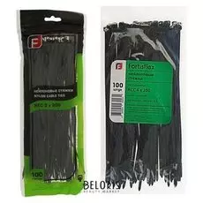 Стяжки нейлоновые Fortisflex ксс, 3x200 мм, черные, набор 100 шт.