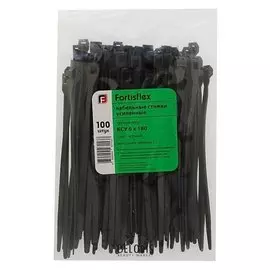 Стяжки нейлоновые Fortisflex ксу, 6x180 мм, чёрные, набор 100 шт.