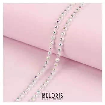 Стразы на нитях, 4 мм, 9 ± 1 м, цвет белая голография